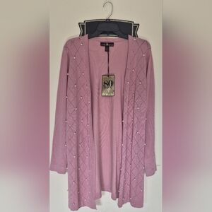 80 Park Pink Pearl-Embellished Cardigan